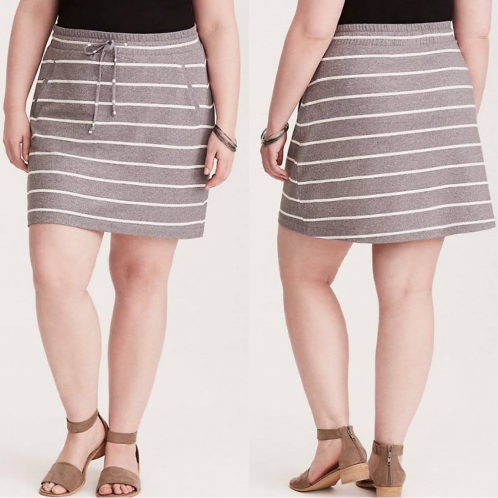 Torrid Striped French Terry Gray Skirt